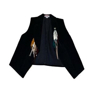 VTG Wanted By Beads Beautiful 3D Feathers Native American Vest Size Women's L
